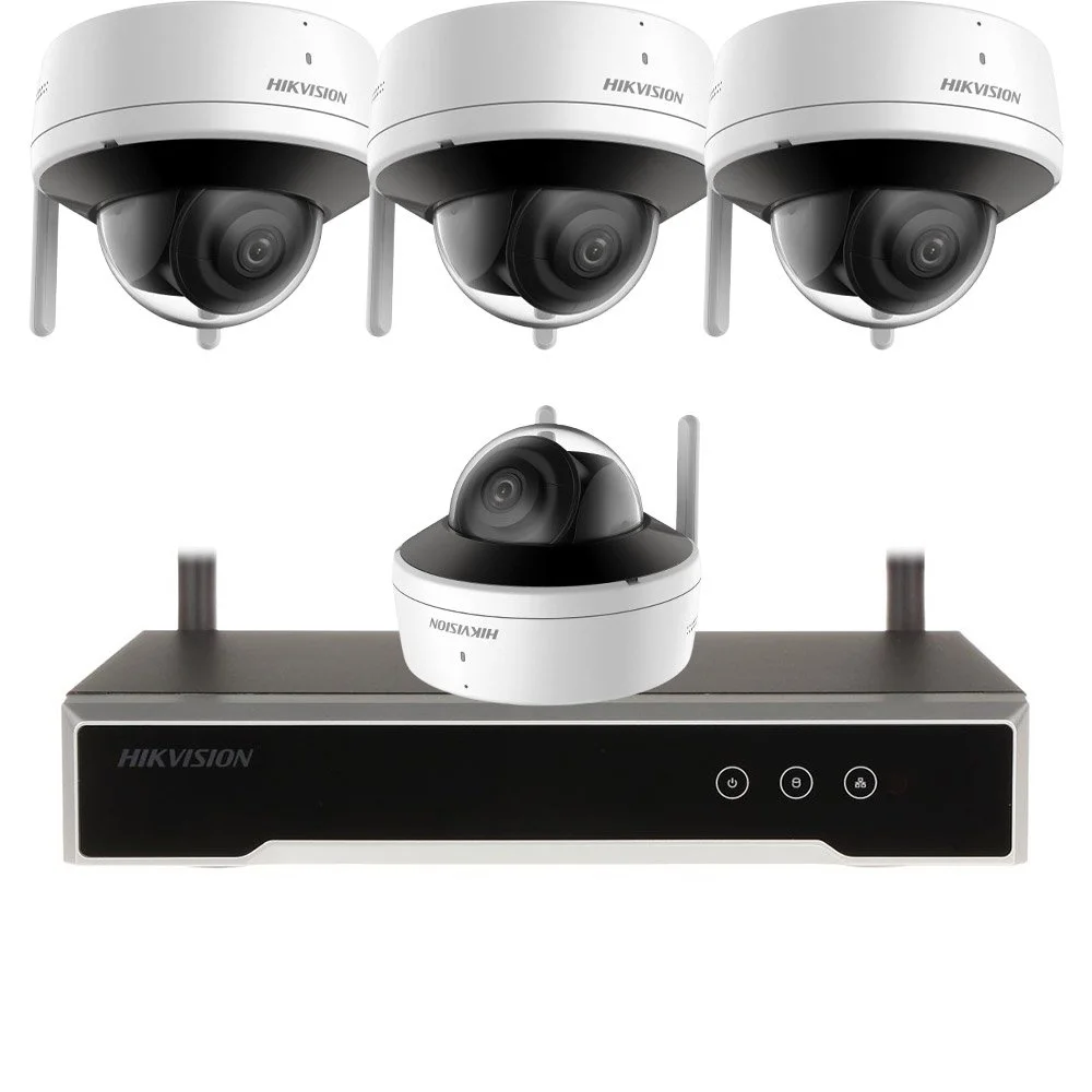 Sistem supraveghere exterior IP WiFi Hikvison KIT-HK-WF-4INT2MP30IR-A, 2 MP, 2.8 mm, IR 30 m, slot card, microfon si difuzor