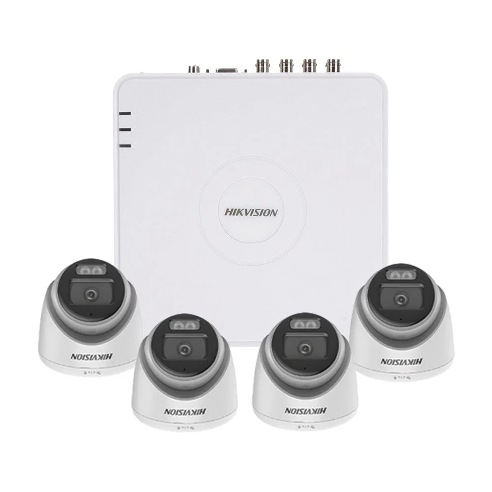 Sistem supraveghere interior Hikvision AcuSense Smart Hybrid KIT-HK-4INT3K40IRLA-A, 4 camere, 5 MP, 2.8 mm, IR/lumina alba  40 m, microfon, audio prin coaxial