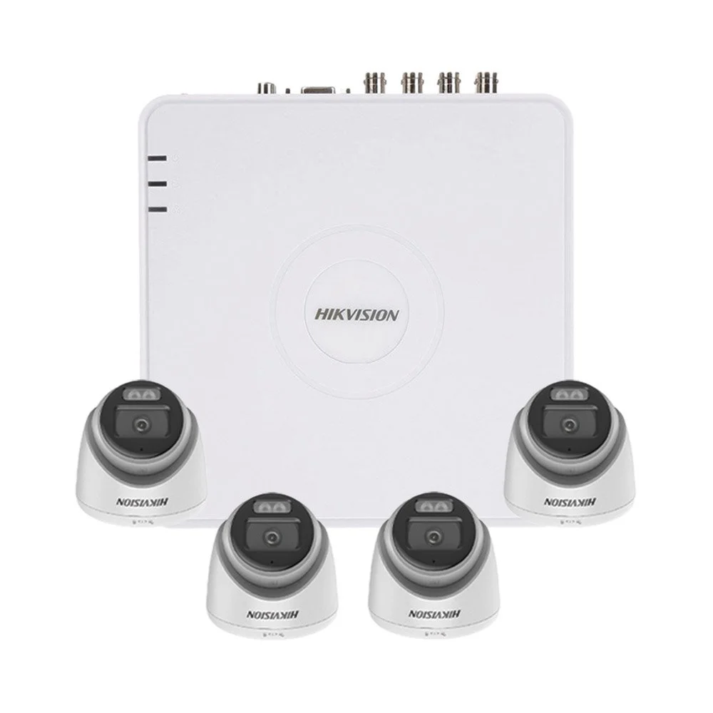 Sistem supraveghere interior Hikvision HiLook ColorVU Smart Hybrid KIT-HK-4INT3K40IRLA-A-V2, 4 camere, 5 MP, 2.8 mm, IR/lumina alba IR 40 m, microfon