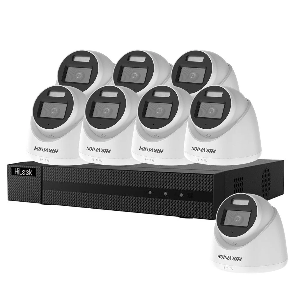 Sistem supraveghere interior Hikvision Smart Hybrid Light KIT-HK-8INT5MP40IR20LA, 5 MP, IR 40 m, lumina alba 20 m, 2.8 mm