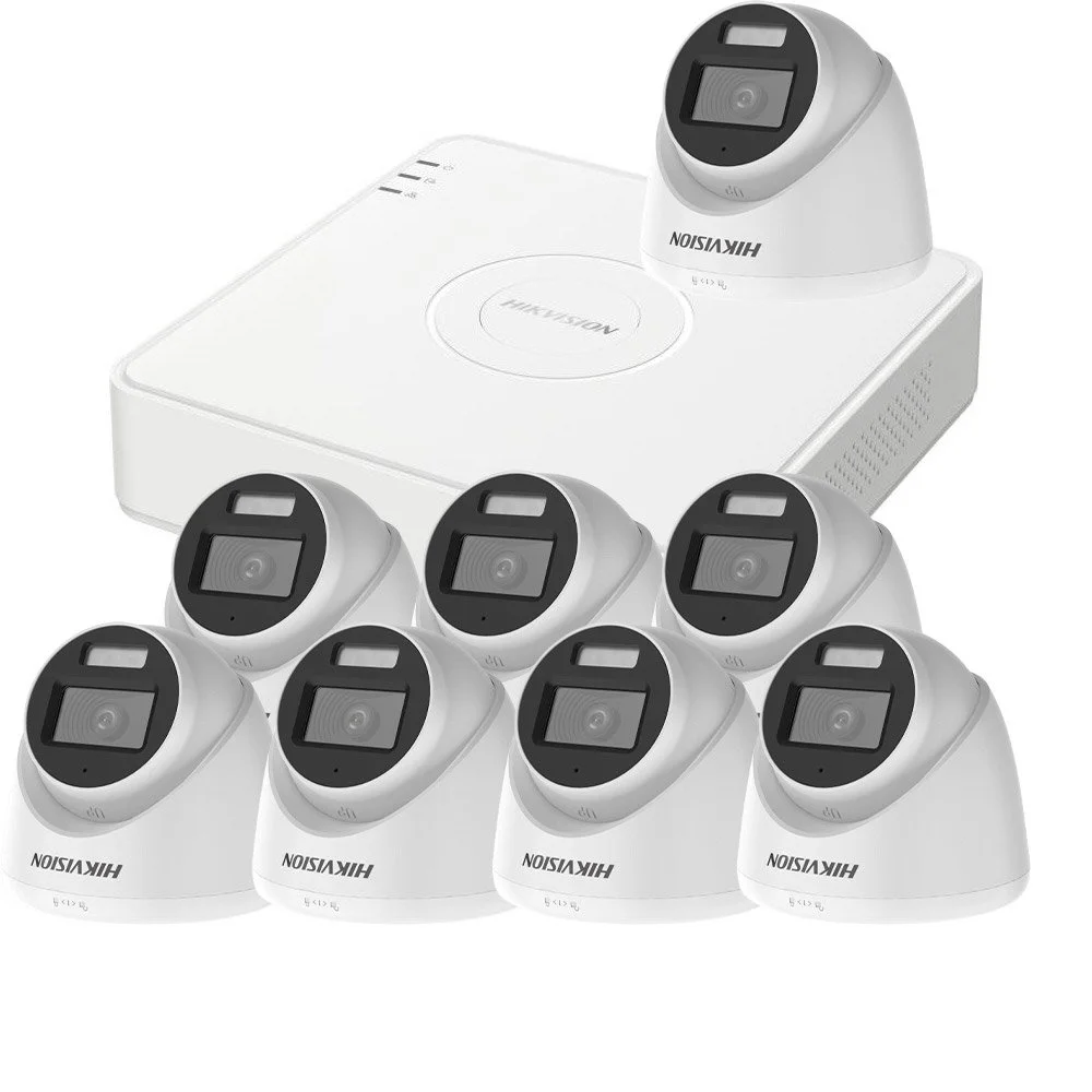 Sistem supraveghere interior Hikvision Smart Hybrid Light KIT-HK-8INT5MP40IR20LA-V2, 5 MP, IR 40 m, lumina alba 20 m, 2.8 mm