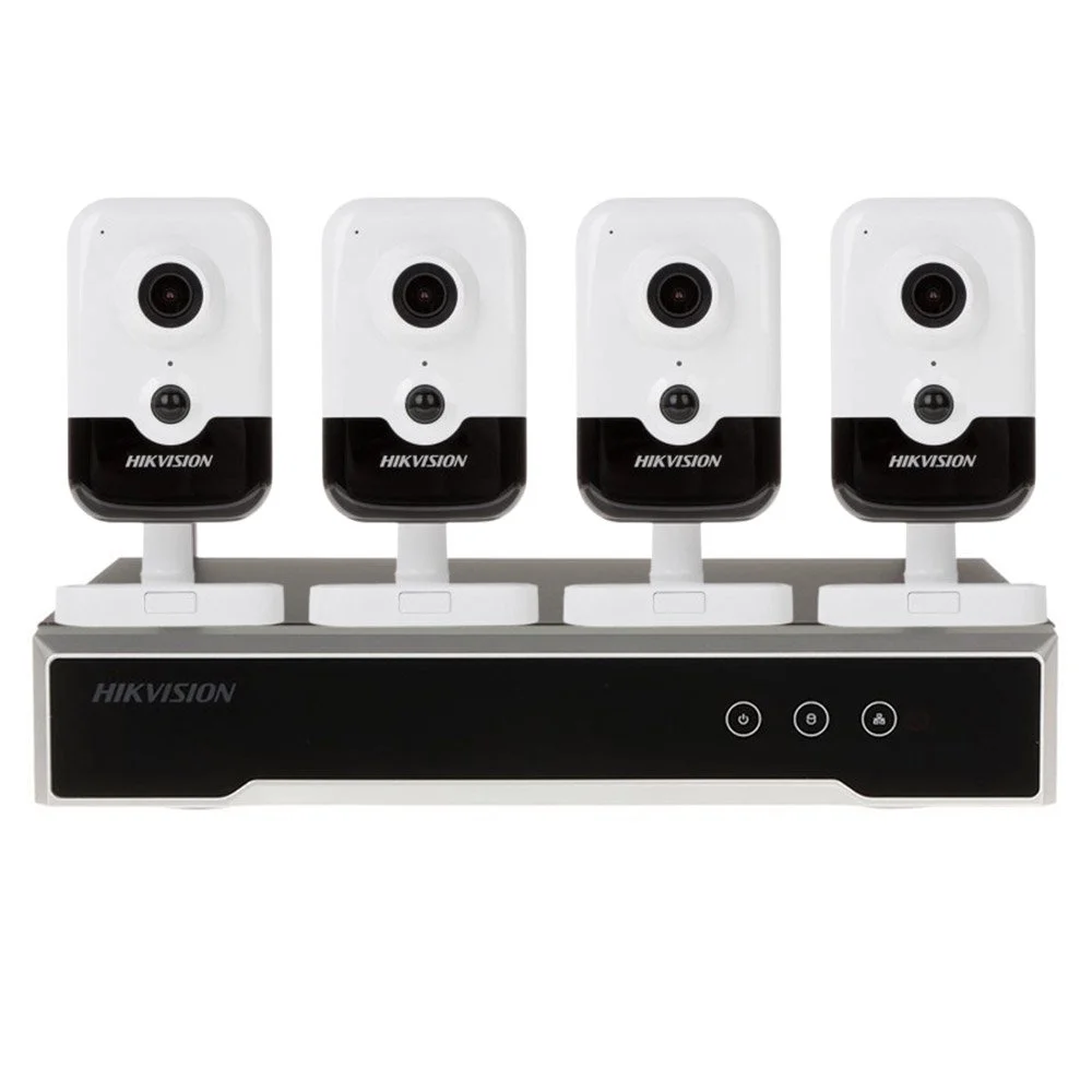 Sistem supraveghere interior IP WiFi Hikvision KIT-HK-WF-4INT4MP10IR-P-A, 4 MP, IR 10 m, 2.8 mm, microfon, slot card, PoE