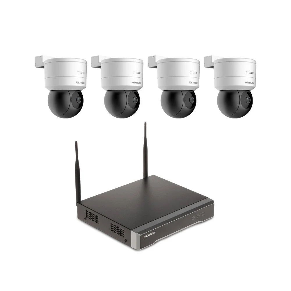Sistem supraveghere IP interior HikVision KIT-HK-B4EXT2MP15IR-A, 4 camere, 2 MP, 4 mm, IR 15 m, slot card, microfon, difuzor