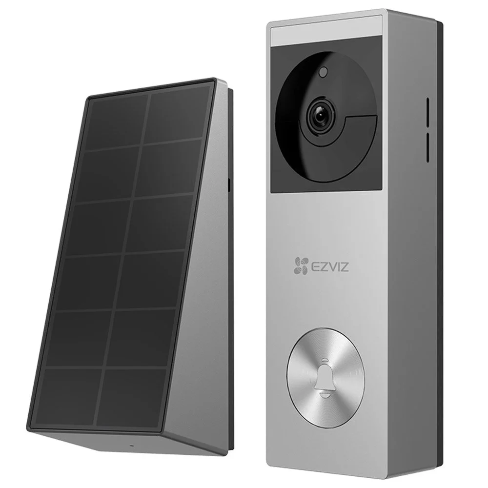 Sonerie video smart WiFi cu panou solar Ezviz HP3 PRO, 2K, PIR, detectie umana, acumulator 5200 mAh, night vision, microfon si difuzor, stocare 32 GB, aplicatie mobila