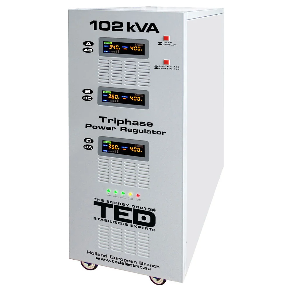 Stabilizator de tensiune trifazic cu servomotor TED 102kVA-SVC TED000064, 102000 VA/70000 W
