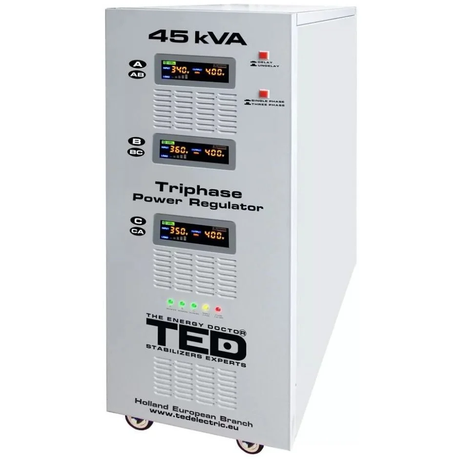 Stabilizator retea TED maxim 45KVA cu servomotor, trifazat, TED45K3SVC, 36KW