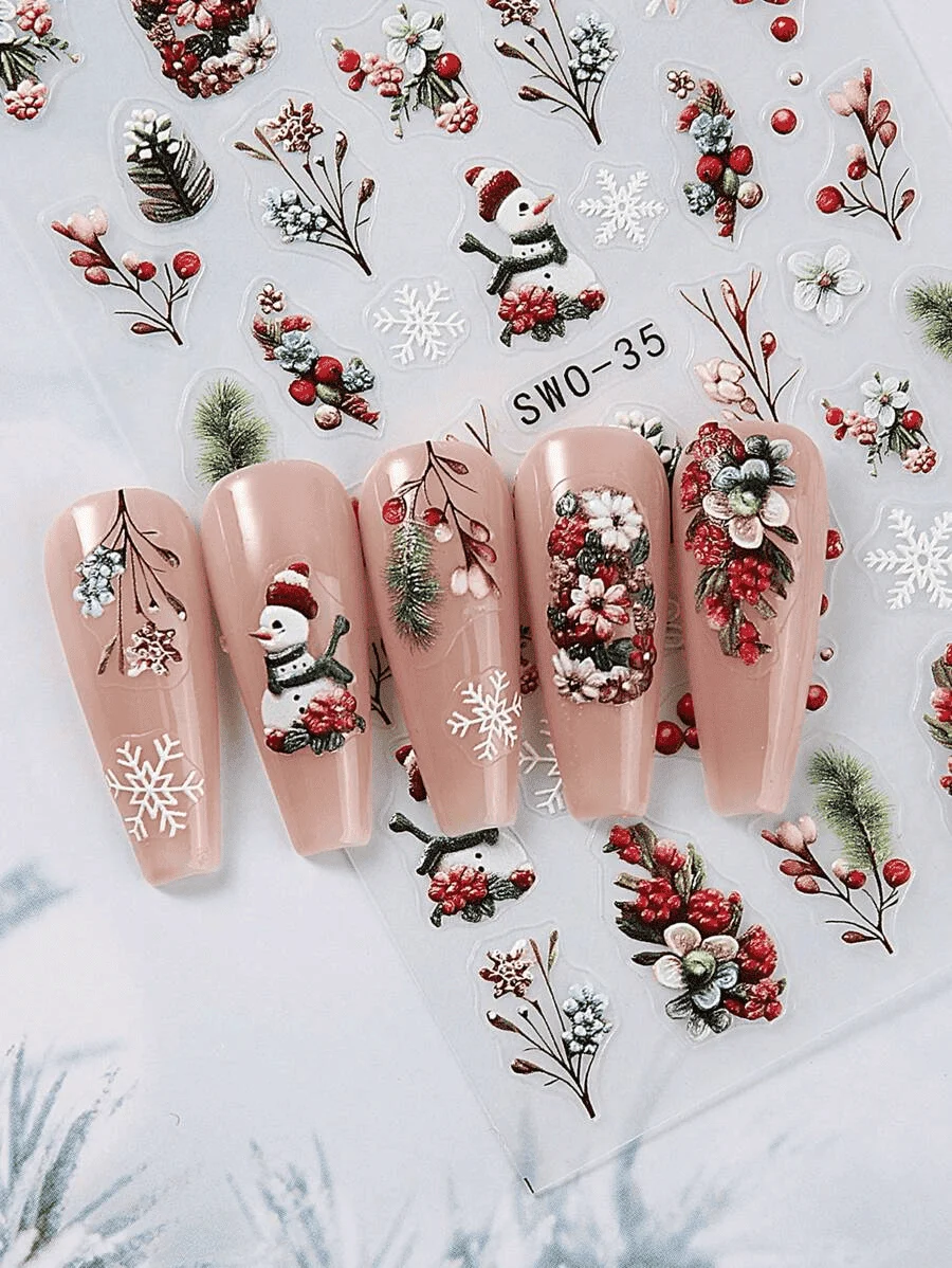 Sticker decor unghii model iarna/Craciun 5D SWO-35 - Everin