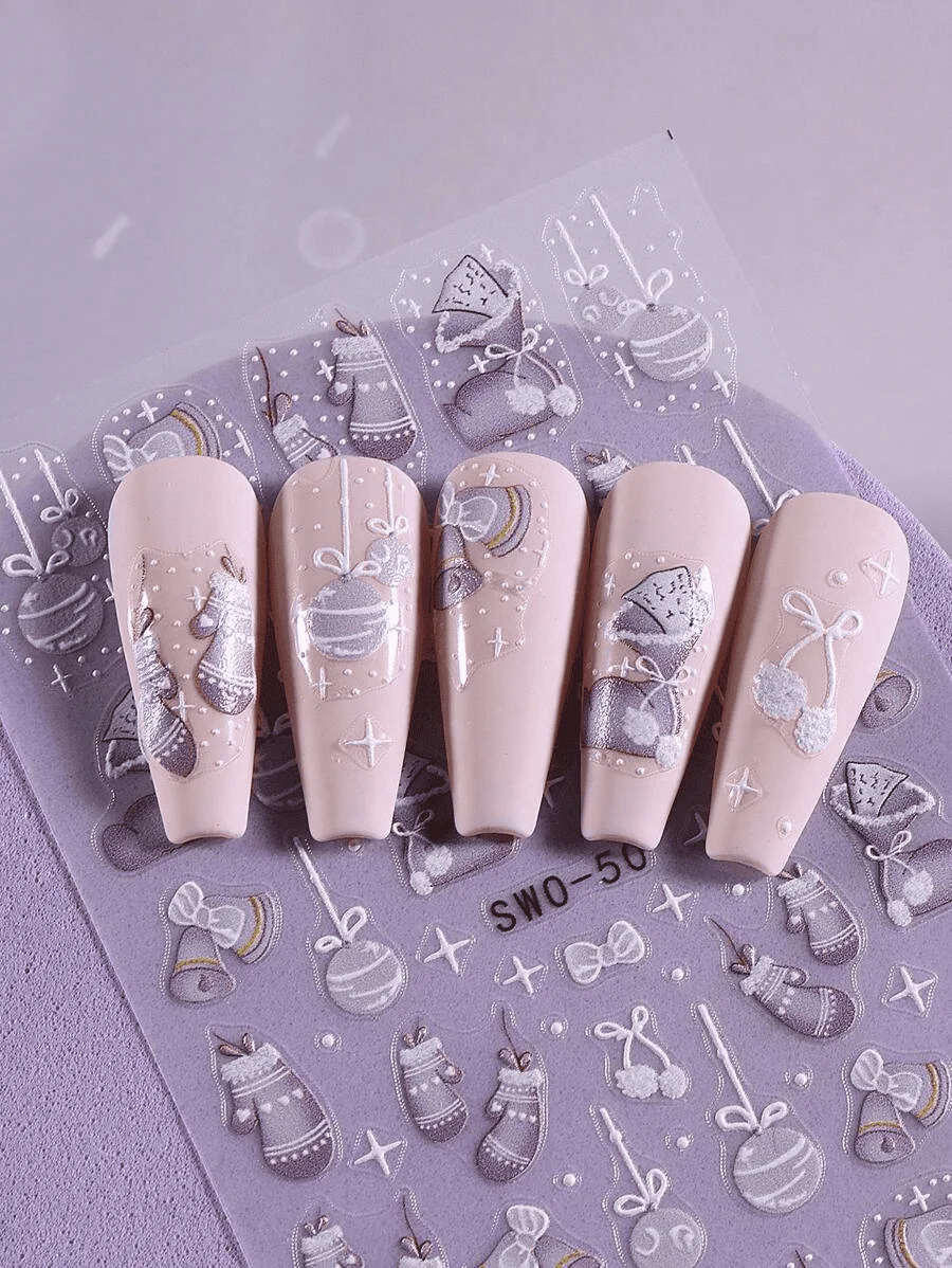 Sticker decor unghii model iarna/Craciun 5D SWO-50 - Everin