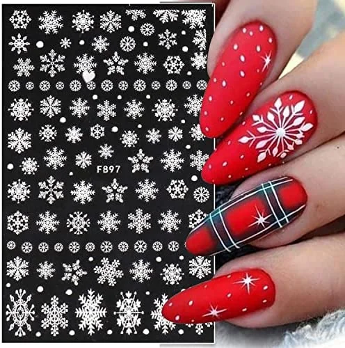 Sticker decor unghii model iarna/Craciun Fulgi 3D F897 - F897 - Everin.ro