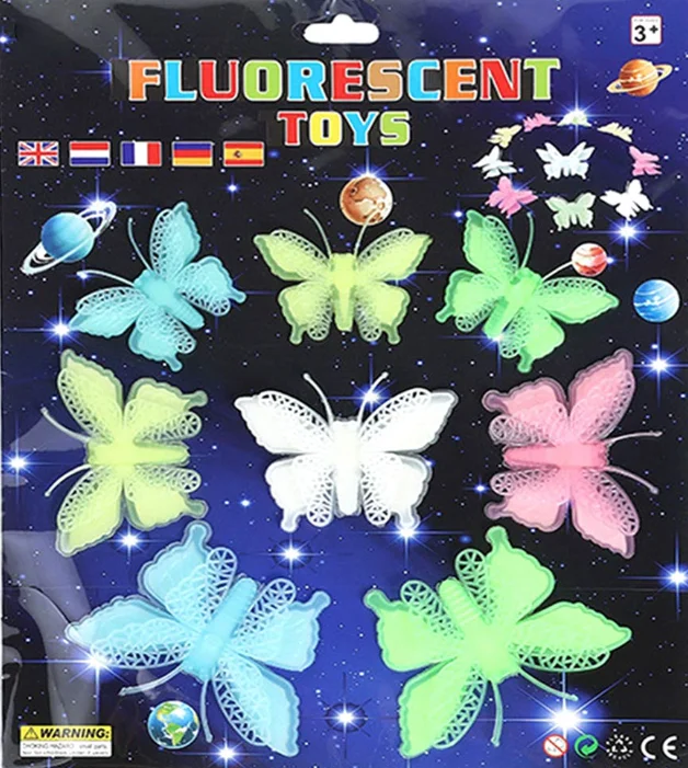 Stickere fosforoscente 8 Fluturi Multicolori