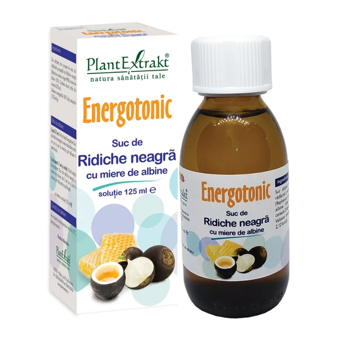 Suc de ridiche neagra cu miere de albine Energotonic, 125 ml, Plant Extrakt