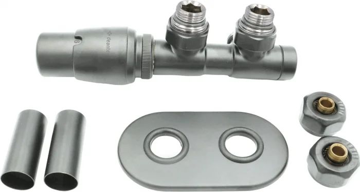 Supapa termostatica, inox mat, pentru calorifer baie, stanga, Deante