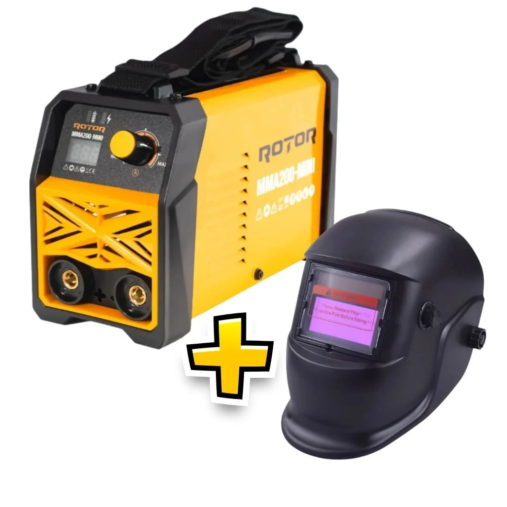 *Super Pachet* Aparat de sudura LCD Color ROTOR MMA200-MINI + Masca de sudura automata Campion CMP1310