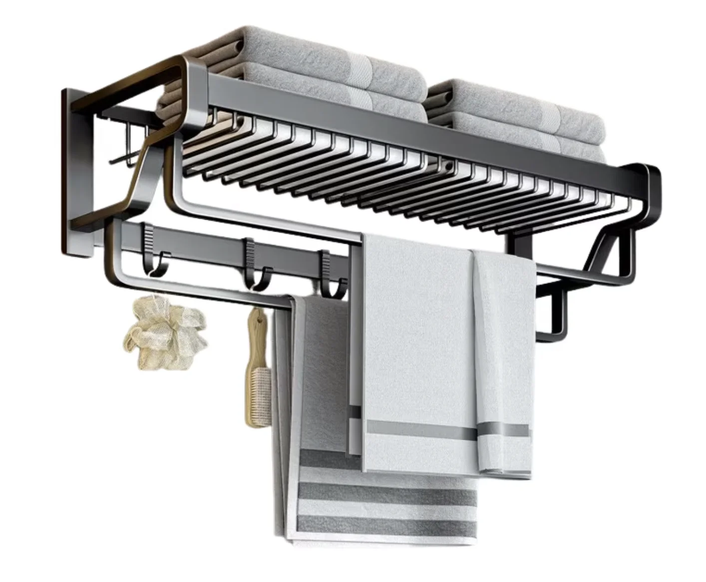 Suport prosoape baie aluminiu spatial lungime 45 cm Negru