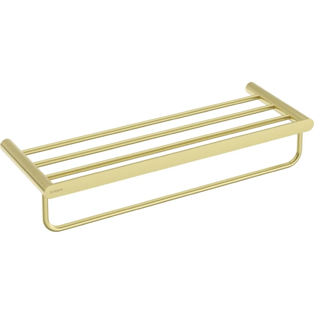 Suport prosop baie cu raft auriu periat Deante Round