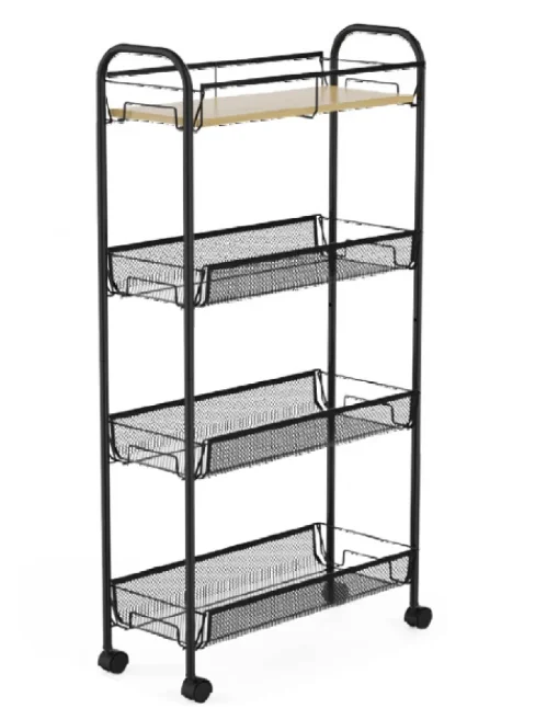 Suport slim metalic cu 4 nivele 1 polita din MDF rotativ 360 grade