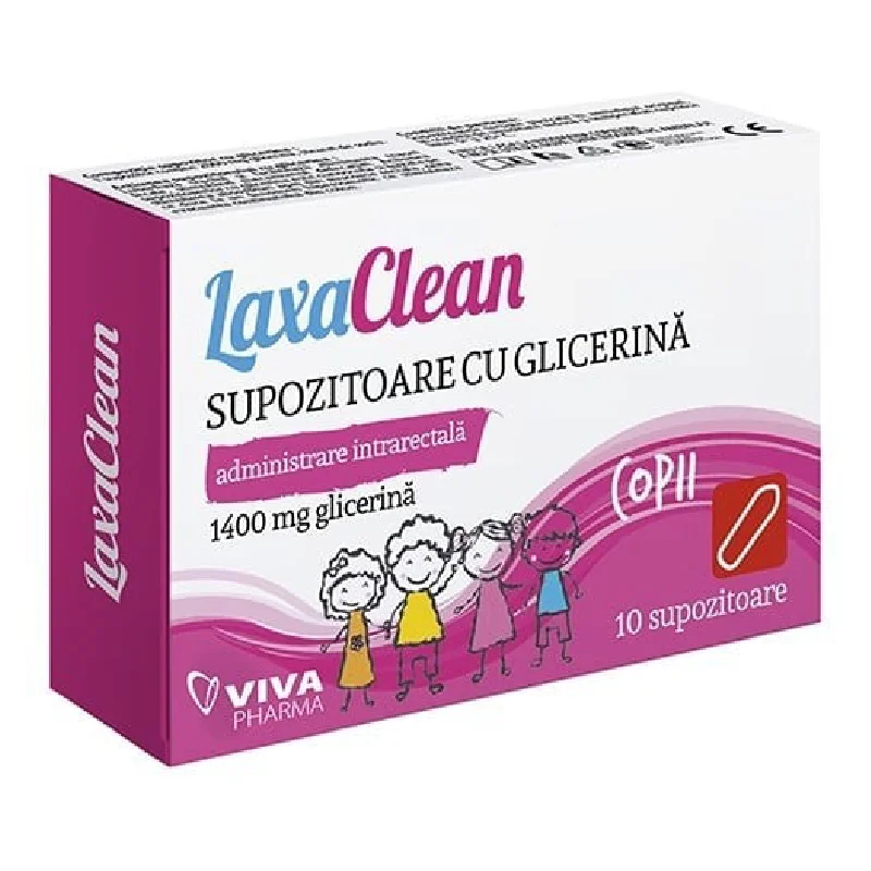 Supozitoare cu glicerina pentru copii LaxaClean, 10 bucati, Viva Pharma