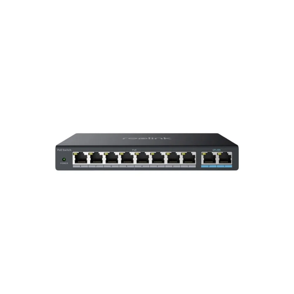 Switch 8 porturi PoE+ Reolink RLA-PS1, 120W, 2 porturi uplink gigabit, cu management