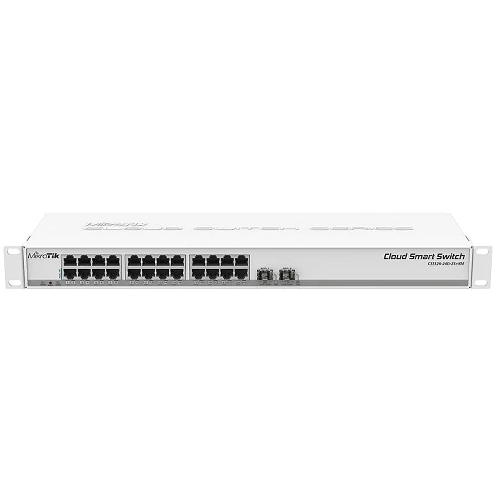 Switch cu 24 porturi Gigabit MikroTik Cloud Smart CSS326-24G-2S+RM, 2 porturi SFP+, cu management, PoE pasiv