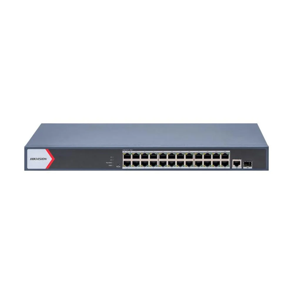 Switch cu 24 porturi PoE Hikvision DS-3E1526P-EI-M, 10/100/1000Mbps, 41.66 Mpps, 8000 MAC, PoE Watchdog, cu management