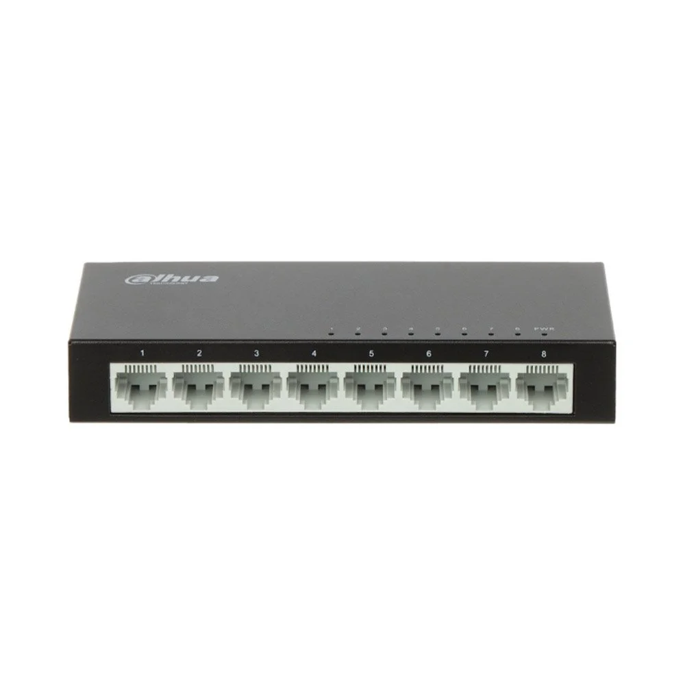 Switch cu 8 porturi Dahua SF1008-EUR, 1.6 Gbps, 1.19 Mpps, 2k MAC, plug and play , fara management