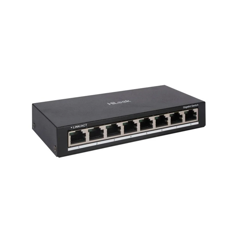 Switch cu 8 porturi HikVision HiLook NS-0508, 10/100/1000 Mbps, 16 Gbps, 11.90 Mpps, MAC 8 K, plug & play, fara management