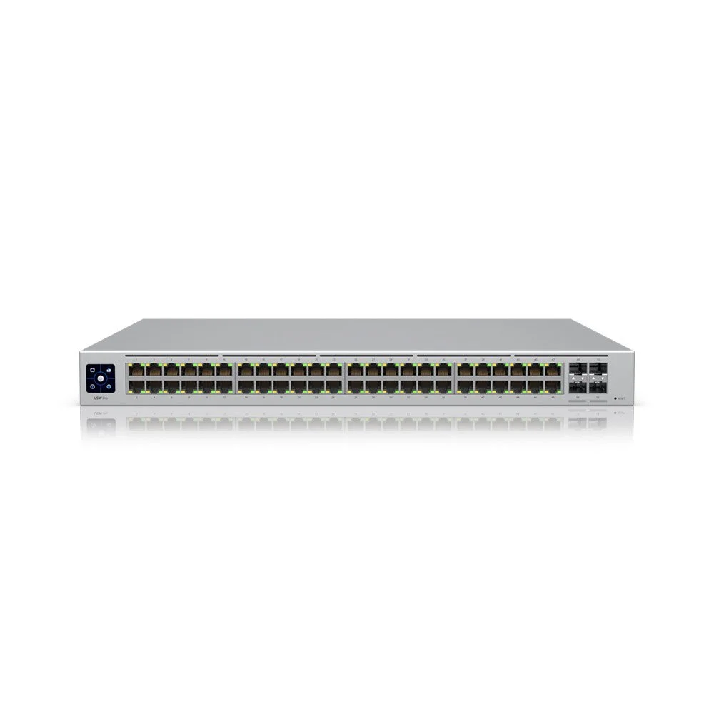 Switch Gigabit cu 48 porturi Ubiquiti UniFi Pro USW-PRO-48-EU, 176 Gbps, 4 porturi SFP+, 1U, rackabil, cu management L3