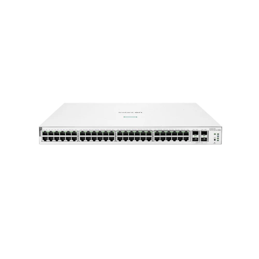 Switch Gigabit rackabil PoE+ cu 48 porturi HPE Aruba Instant On 1930 JL686B, 4 porturi SFP, buget 370W, 176 Gbps, 130.95 Mpps, 16k MAC, 1U, cu management