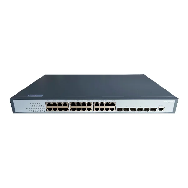 Switch Gigabite industrial cu 24 porturi Hikvision DS-3E3730, 6x SFP, 598 GBps, 222 Mpps, MAC 3200, fara management