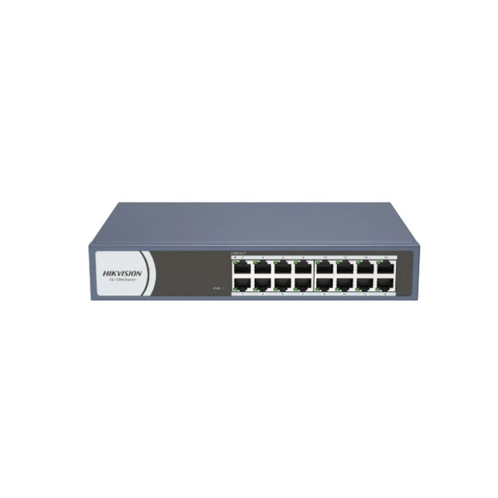 Switch Hikvision DS-3E0116R-O, 16 porturi, 3.2 Gbps, 2.38 Mpps, fanless, carcasa metalica