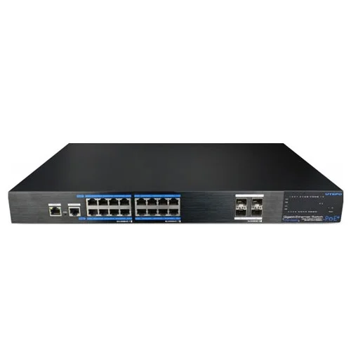 Switch profesional PoE Utepo UTP7516GE-POE-4GF, 16 porturi, 1000 Mbps, cu management