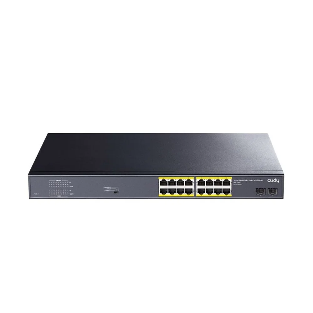Switch rackabil cu 16 porturi Cudy SWITCH-GS1020PS2-CDY, 2x SFP, 36 Gbps, 26.78 Mbps, 8192 MAC, fara management