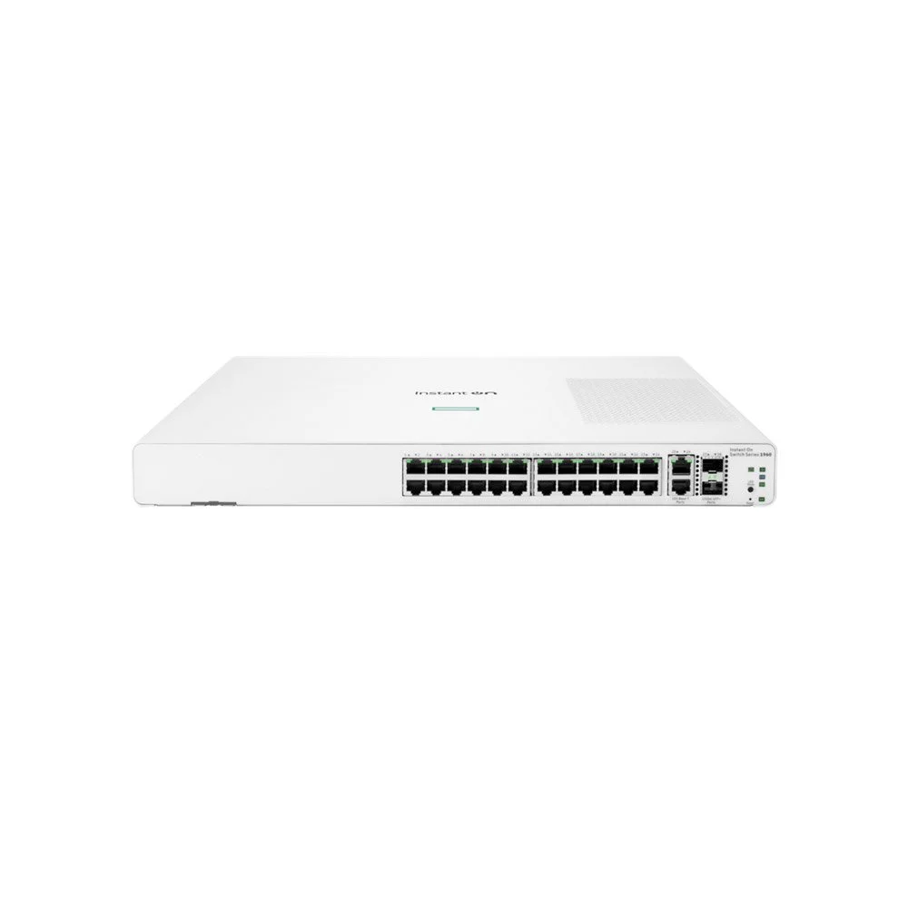 Switch rackabil Gigabit cu 24 porturi HPE Aruba Instant On 1960 JL806A, 4 porturi Uplink, 128 Gbps, 95 Mpps, U1, cu management