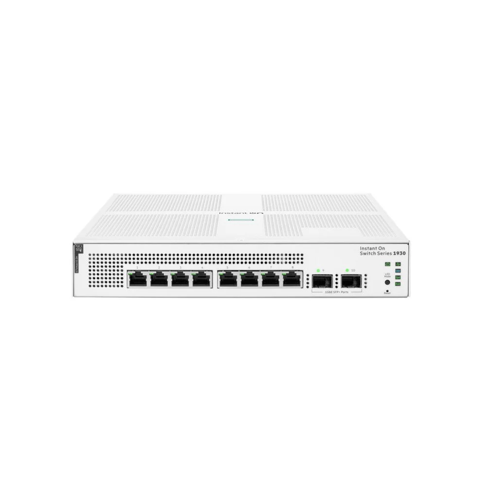 Switch rackabil Gigabit PoE+ cu 8 porturi HPE Aruba Instant On 1930 JL681A, 2 porturi SFP, 20 Gbps, 14.88 Mpps, 1U, 8k MAC, cu management