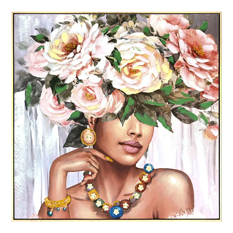 Tablou canvas Flowergirl Africa 82x4.5x82 cm