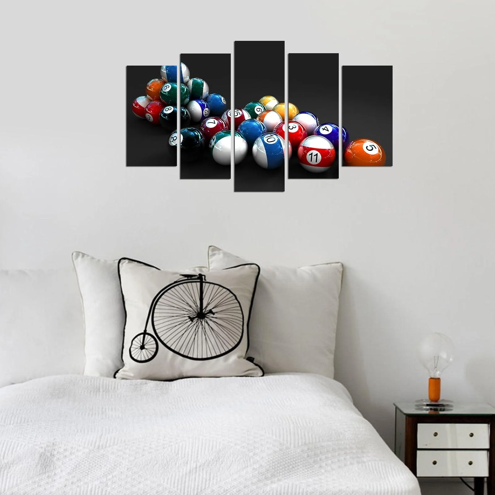 Tablou MDF ( 5 buc ) Biliard, Multicolor, 60x110 cm