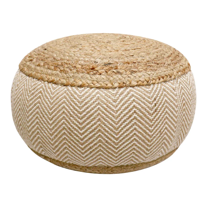 Taburet-pouf Hipy  din iuta, Natural si bej D40x30cm
