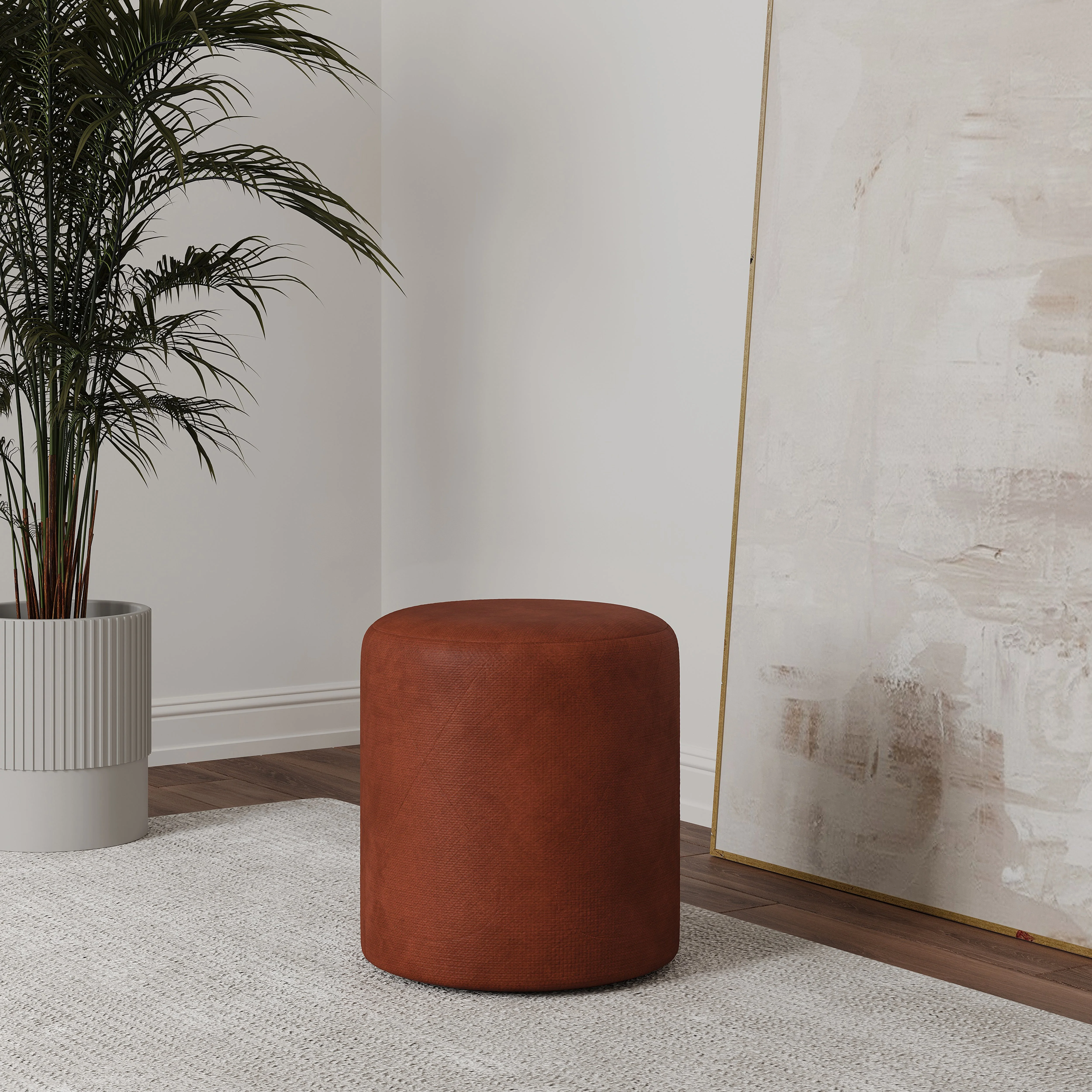 Taburet Tapitat Mali, Caramel, Stofa, L 41 x l 41 x H 45 cm