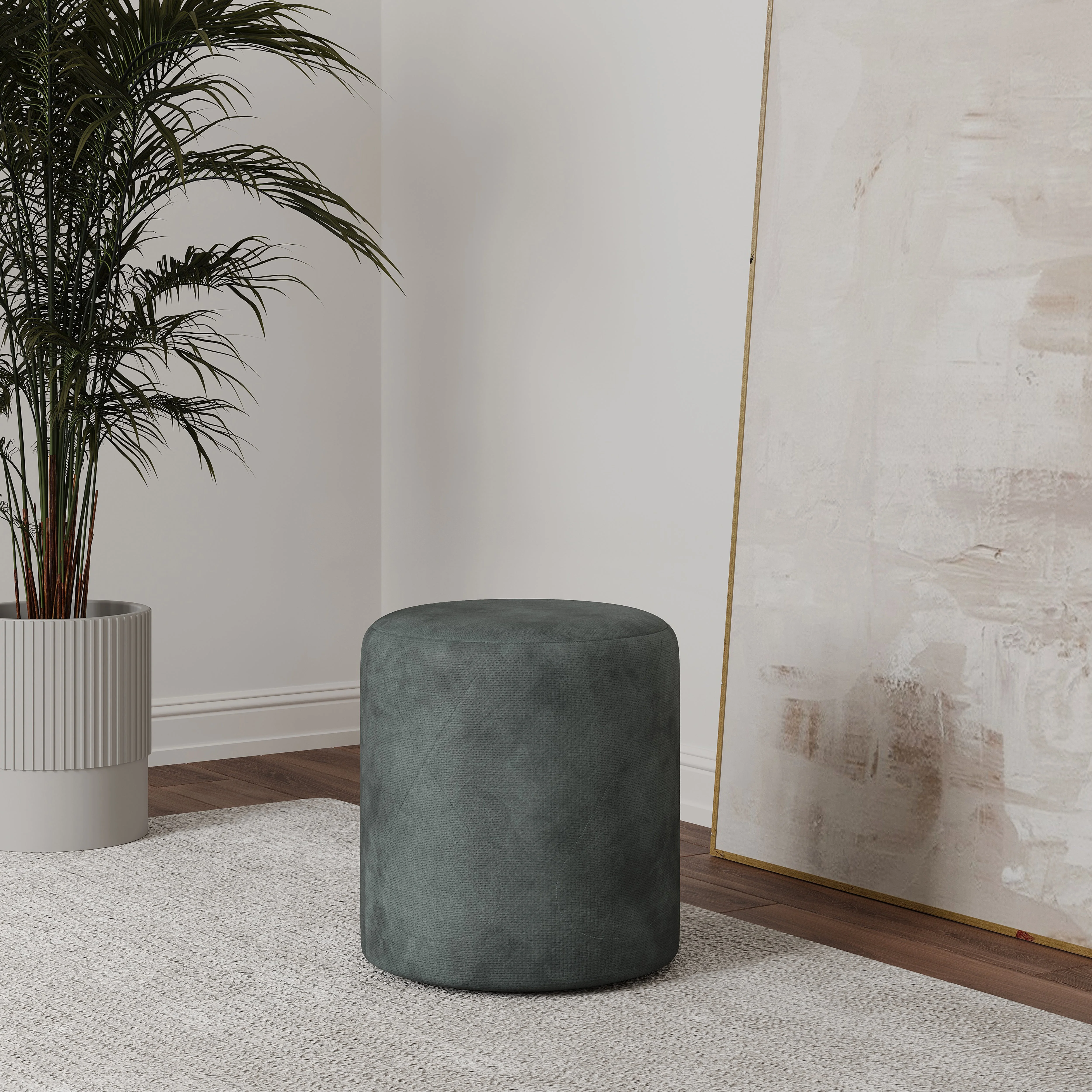 Taburet Tapitat Mali, Menta, Stofa, L 41 x l 41 x H 45 cm