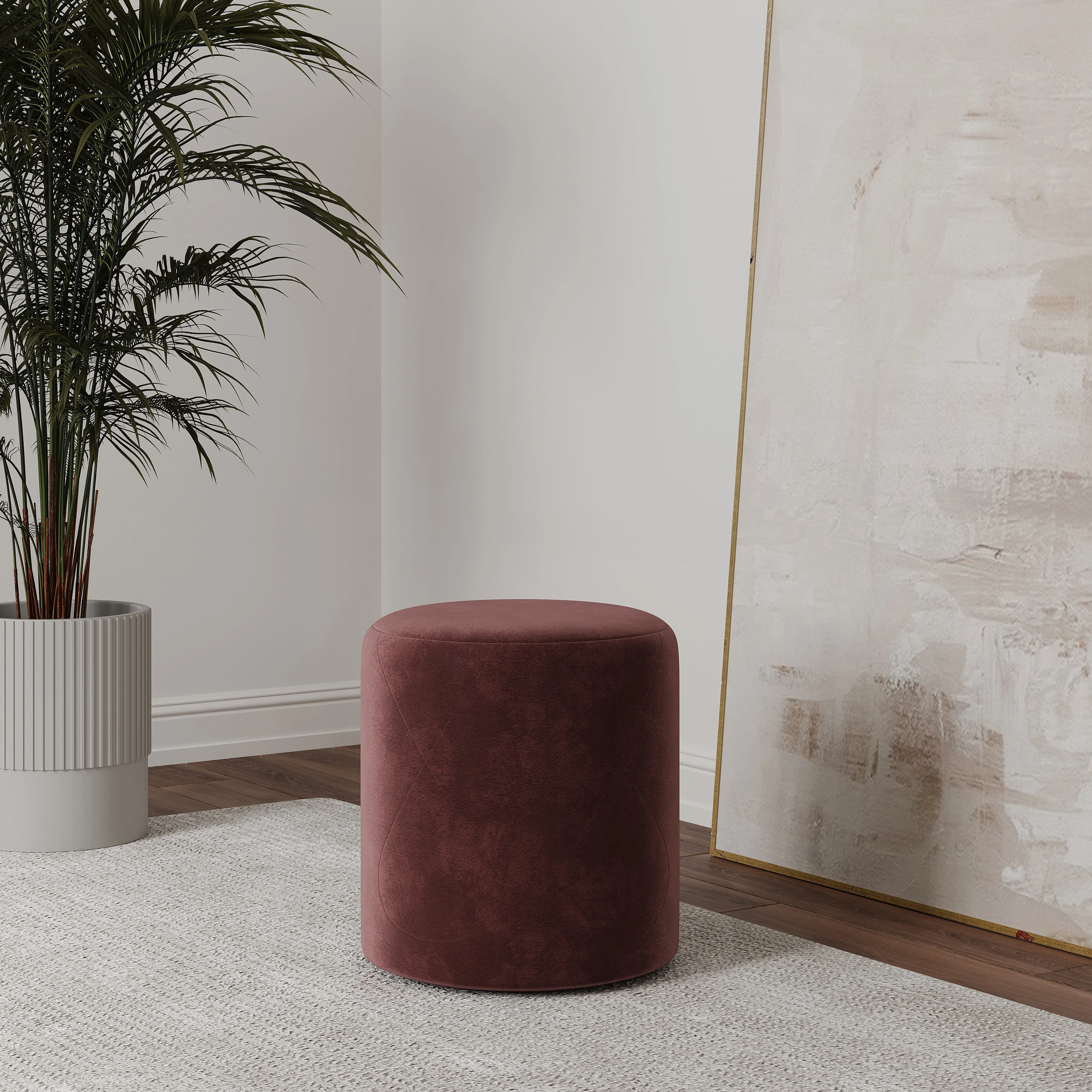 Taburet Tapitat Mali, Mov, Stofa, L 41 x l 41 x H 45 cm