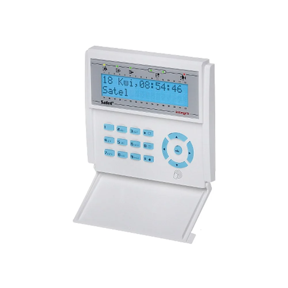 Tastatura centrala alarma Satel Integra INT-KLCDR-BL, 2 zone, cititor proximitate, buzzer, iluminare albastra