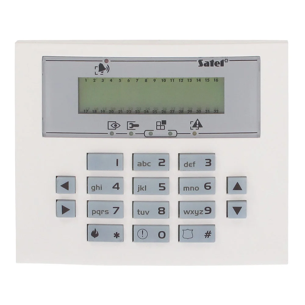 Tastatura LCD Satel INT-KLCDS-GR, 3 butoane functionale, extensie 2 zone, buzzer