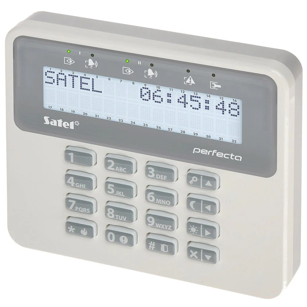 Tastatura LCD wireless Satel PRF-LCD-WRL, RF 200 m, 433 MHz, 16 butoane