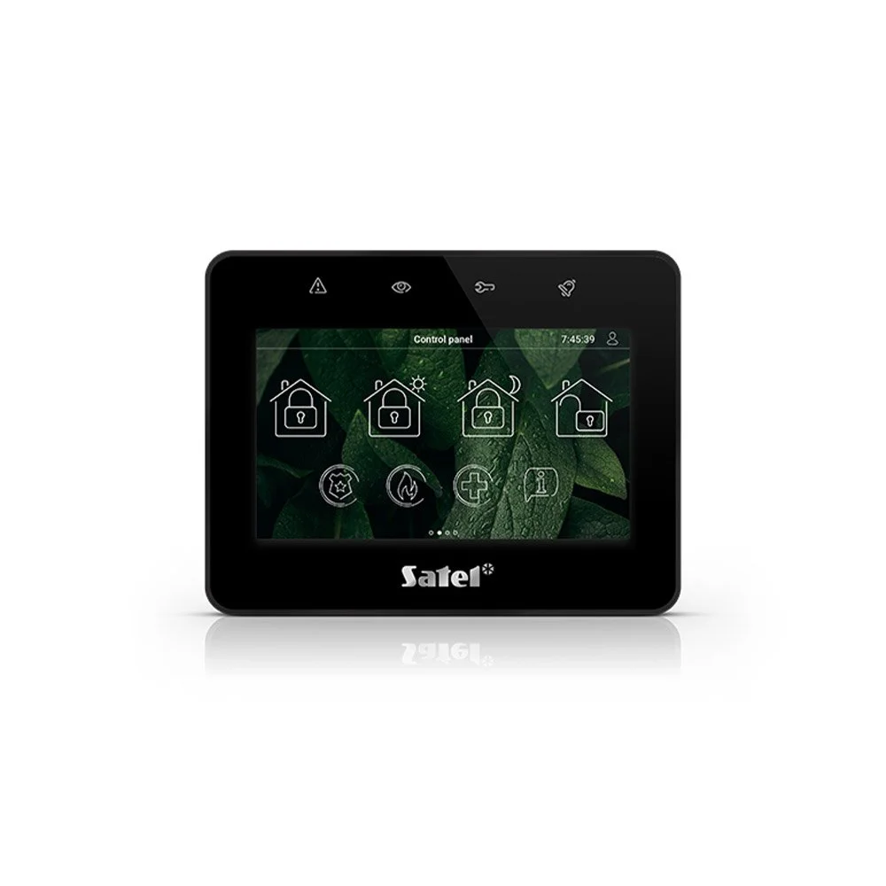 Tastatura touch screen Satel Integra INT-TSG2-B, 4.3 inch, functii MACRO, slot card, negru