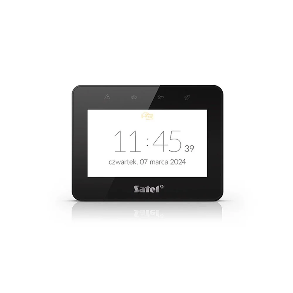 Tastatura touch screen Satel Integra INT-TSG2R-B, 4.3 inch, functii MACRO, Mifare 13.56 MHz, slot card, negru