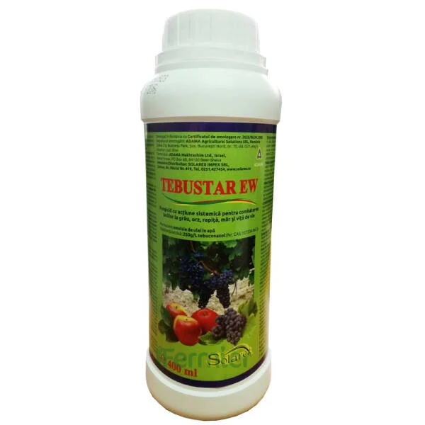 Tebustar EW 400 ml, fungicid sistemic, Nufarm, grau, orz (fainare, septorioza, ruginam patarea bruna), pomi fructiferi (fainare, monilioza), tomate (alternarioza), vita de vie (fainare)