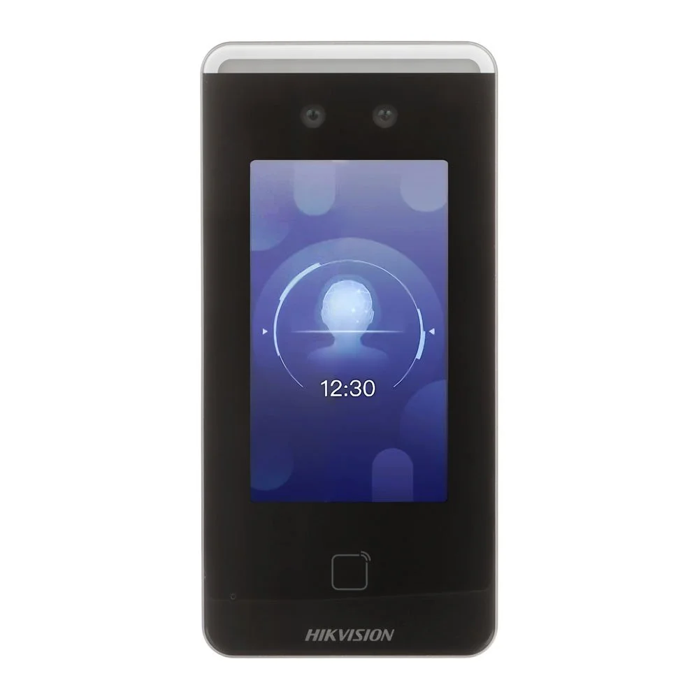 Terminal de control acces standalone IP touch screen Hikvision DS-K1T341AM-S, pontaj cu recunoastere faciala, card MF 13.56MHz, deschidere de la distanta