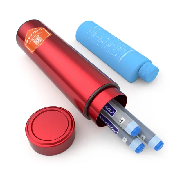 Termos portabil pentru insulina, capacitate 2-3 stilouri, Disoncare Odyssey Compact, Red