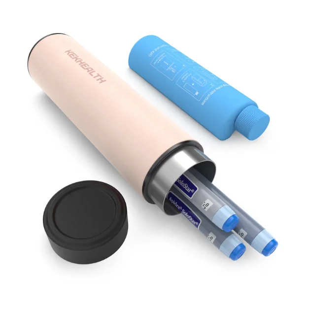 Termos portabil pentru insulina, capacitate 2-3 stilouri, Kekhealth Odyssey Compact, Pink