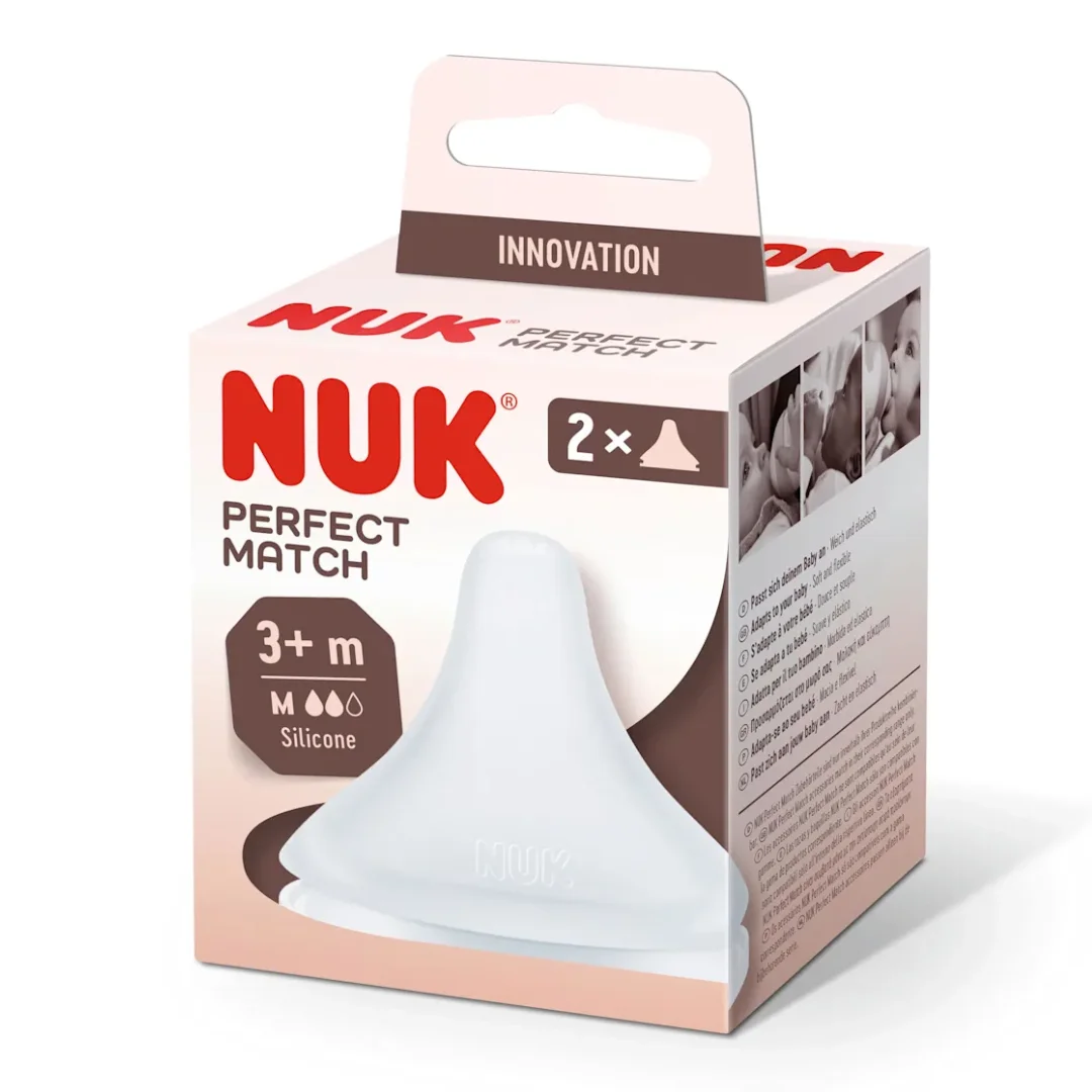 Tetină de silicon, mărimea M, 3+ luni, 2 bucati, Nuk
